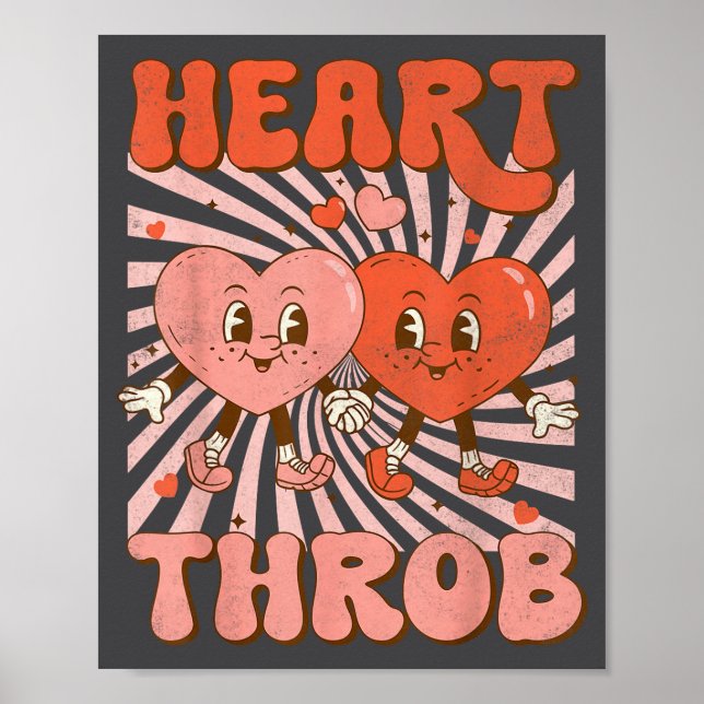 Affiche Retro Groovy Heart Throb Valentines Day Toddlers B (Devant)