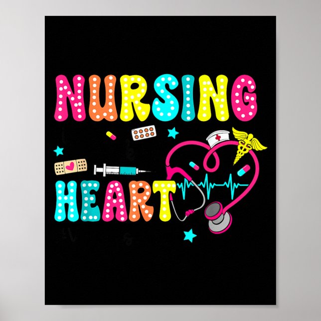 Affiche Rétro Groovy L'Infirmière Est Un Travail De Coeur  (Devant)
