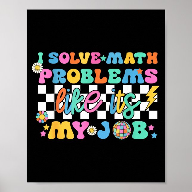 Affiche Retro Groovy Math Teacher Funny Back To School Gif (Devant)