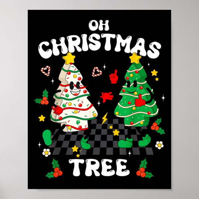 Affiche Retro Groovy Oh Christmas Tree Cake Pajamas Xmas K (Devant)