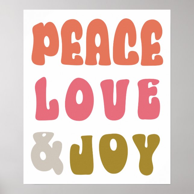 Affiche Rétro Groovy Paix Amour Joie Typographie Vacances (Devant)