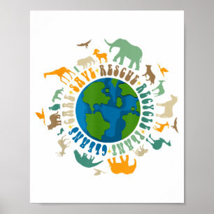 Affiche Rétro Groovy Sauver Abeilles Secourir Animaux Recy