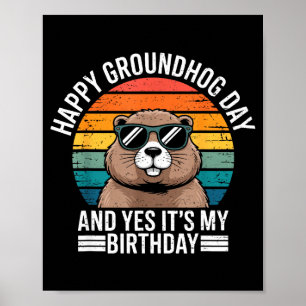 Affiche Retro Groundhog Célibataires Anniversaire Vintage