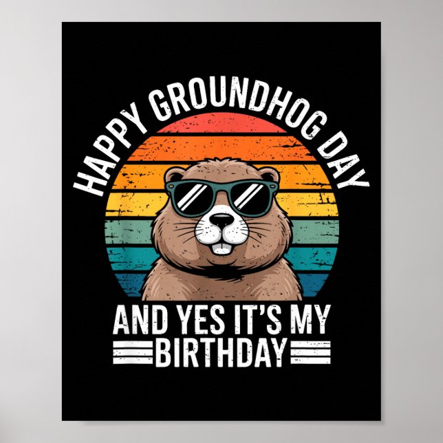 Affiche Retro Groundhog Célibataires Anniversaire Vintage  (Devant)
