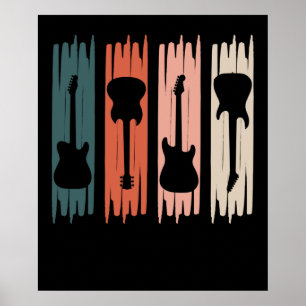 Affiche Retro Guitare Music Player Musicien Guitariste Gra