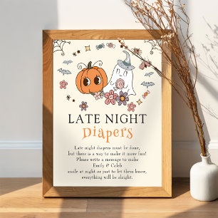 Affiche Retro Halloween Baby showers Diapositives nocturne