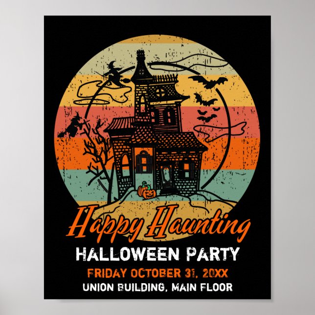 Affiche Retro Halloween Happy Haunting Haunting Haunting H (Devant)