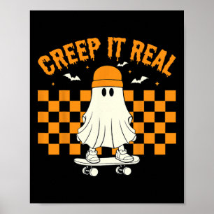 Affiche Rétro Halloween mignon Ghost Halloween Creep It Re