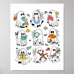Affiche Retro Halloween Science Enseignant Laboratoire fan