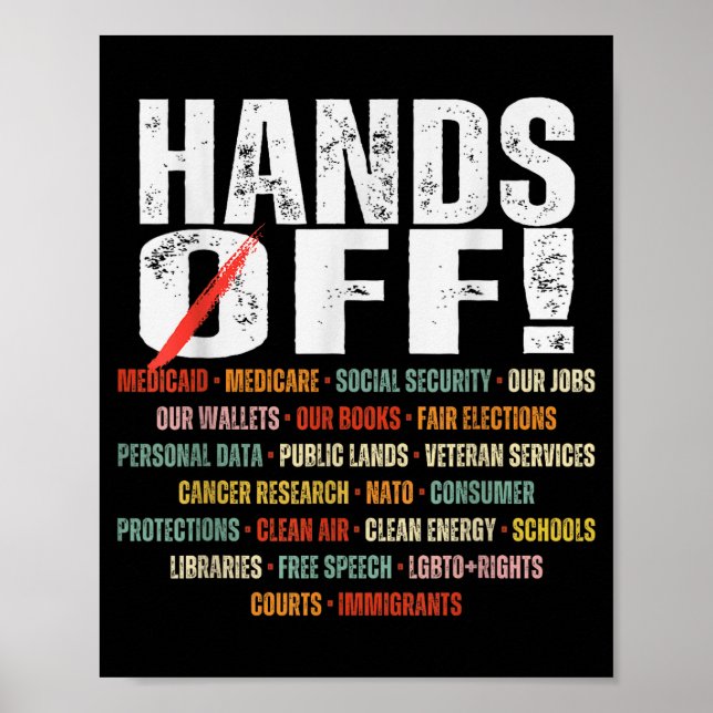 Affiche Retro Hands Off Protest Public Lands Medicare Patr (Devant)