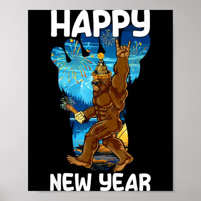 Affiche Retro Happy New Year 2026 Bigfoot Lovers New Years (Devant)