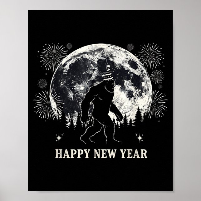 Affiche Retro Happy New Year 2026 Bigfoot Night New Years  (Devant)