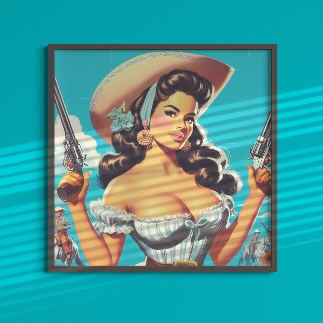 Affiche Retro Hispanic Cowgirl (Créateur téléchargé)