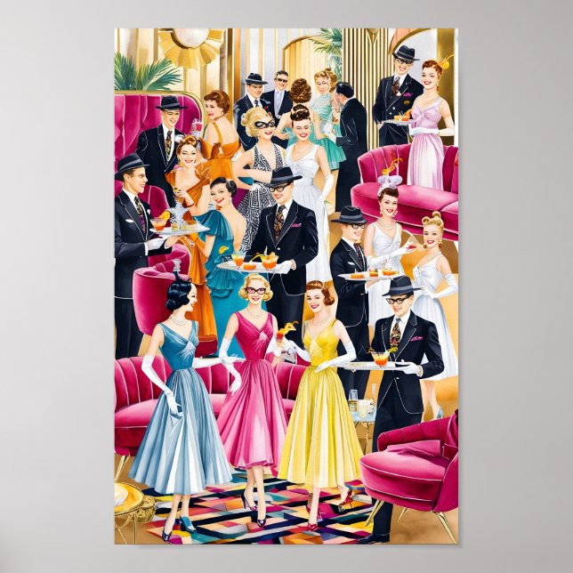 Affiche Retro Holiday Cocktail Party (Devant)