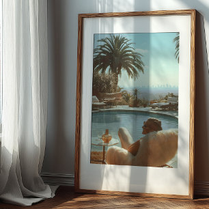 Affiche Rétro Hollywood Glamor : au bord de la piscine ave