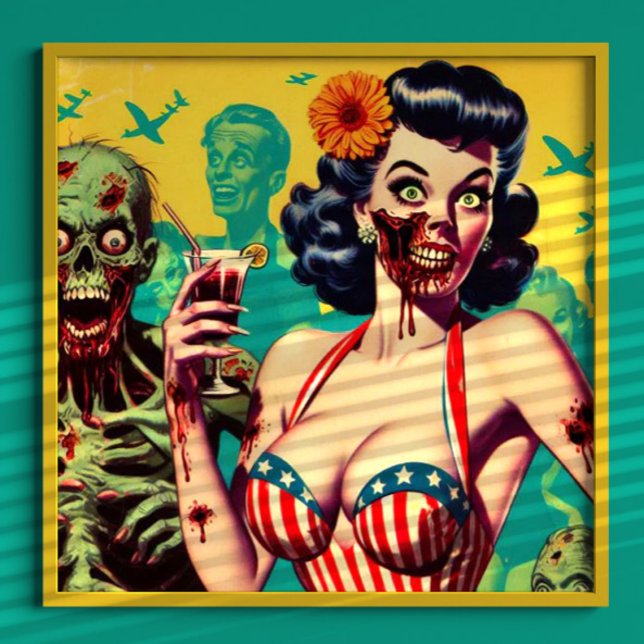 Affiche Rétro Horreur Zombie Pin-up (Créateur téléchargé)