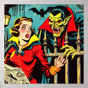 Affiche Retro Horror Vampire Comics