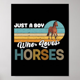 Affiche Retro Horseback Riding Lover Juste Un Garçon Qui A