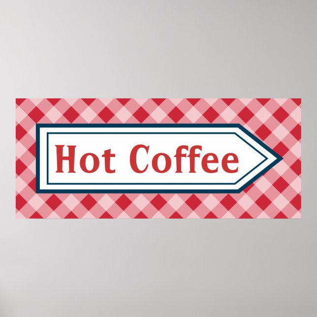 Affiche Retro Hot Coffee Diner Kitchen Signet Art (Devant)