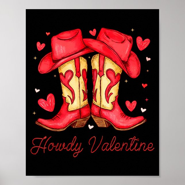 Affiche Retro Howdy Valentine Western Valentines Day Cowbo (Devant)