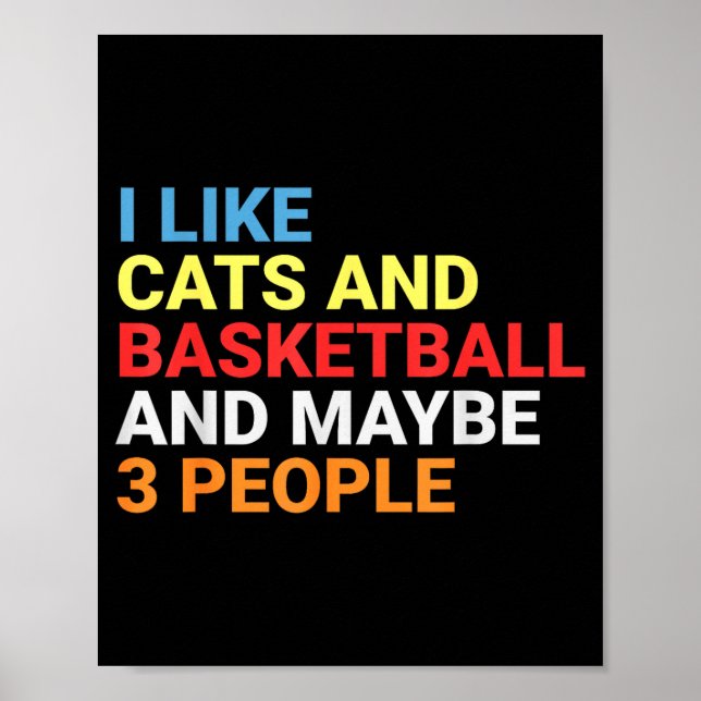 Affiche Retro I Like Cats And Basketball Lover Funny Cat  (Devant)