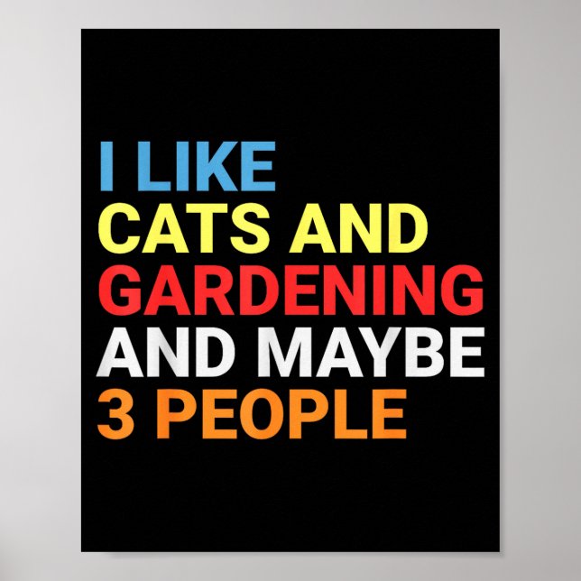 Affiche Retro I Like Cats And Gardening Lover Plant Funny  (Devant)
