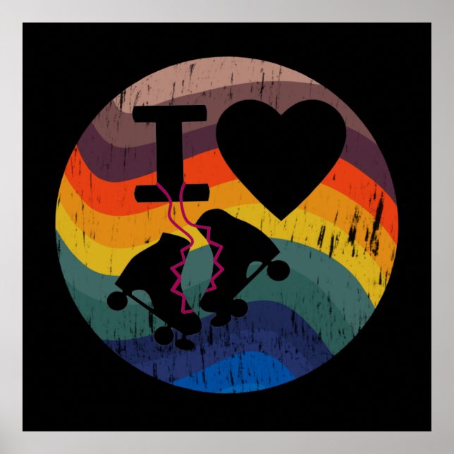 Affiche Retro I Love Roller Ski Revêtu (Devant)