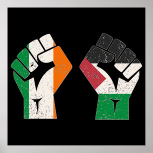 Affiche Rétro Irlande Palestine Solidarité Première révolu