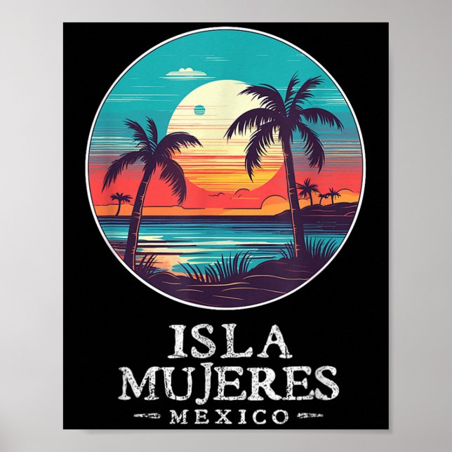 Affiche Retro Isla Mujeres Mexico Beach Sunset Souvenir Me (Devant)