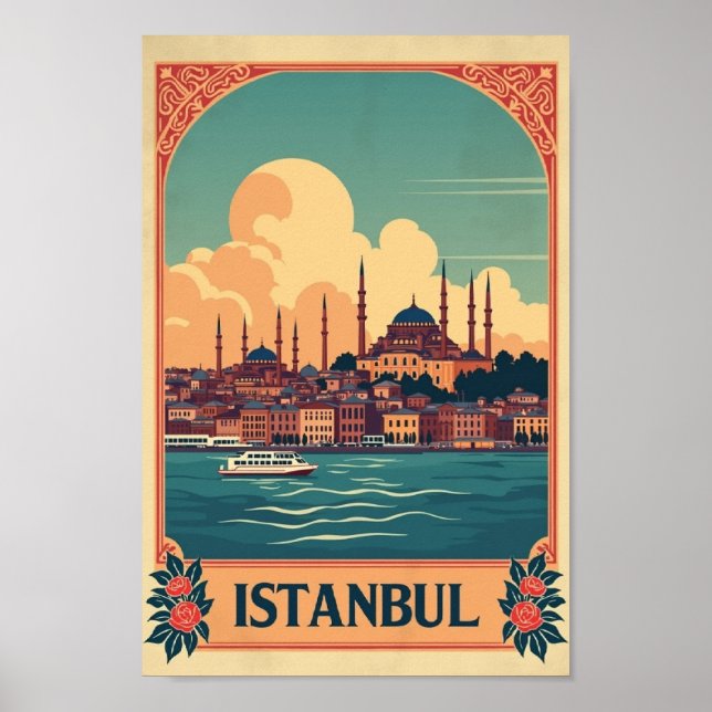 Affiche Rétro Istanbul : où l'Est rencontre l'Ouest (Devant)