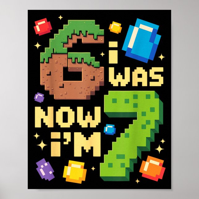 Affiche Rétro J'avais 6 ans Maintenant j'ai 7 ans Cadeau d (Devant)