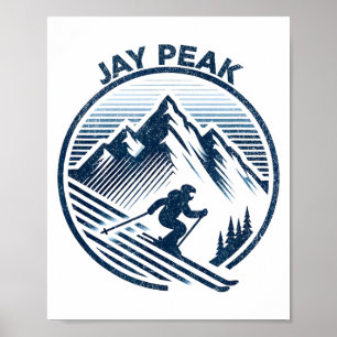 Affiche Retro jay peak vermont ski skieur bleu vintage