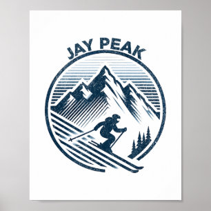 Affiche Retro Jay Peak Vermont Skier Skier Blue Vintage M