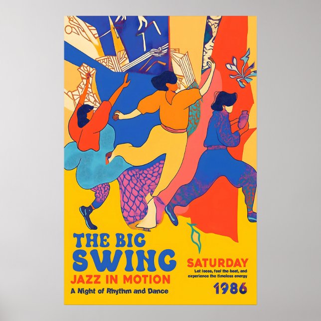 Affiche Retro Jazz Dance Art Print 1986 'The Big Swing' (Devant)