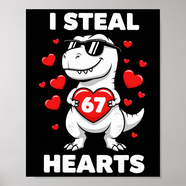 Affiche Rétro Je vole 67 cœurs 67 Saint Valentin Dinosaure (Devant)