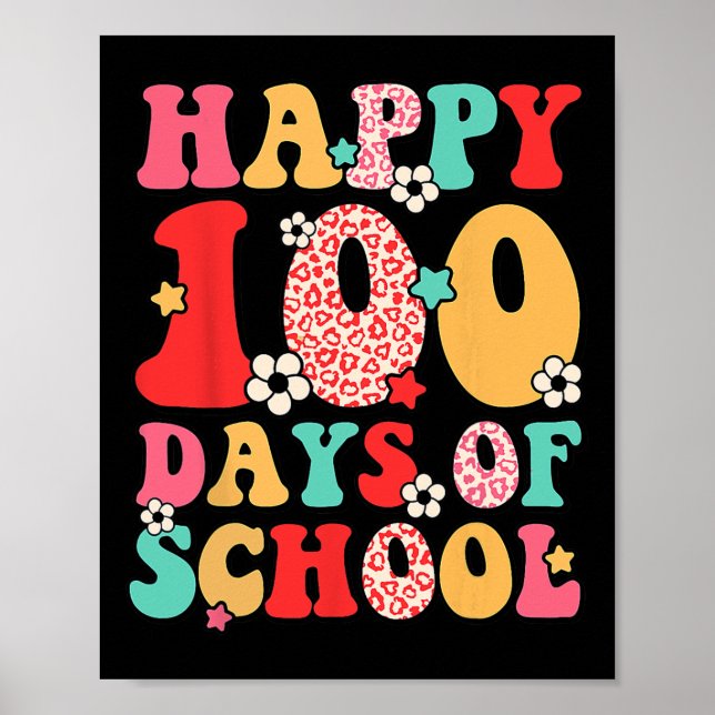 Affiche Retro Joyeux 100ème Jour D'École Enseignants Enfan (Devant)