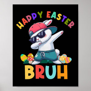 Affiche Retro Joyeux Pâques Bruh Dabbing Bunny Garçons