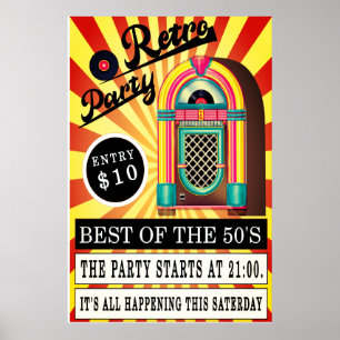 Affiche retro jukebox rock and roll swing rockabilly jive