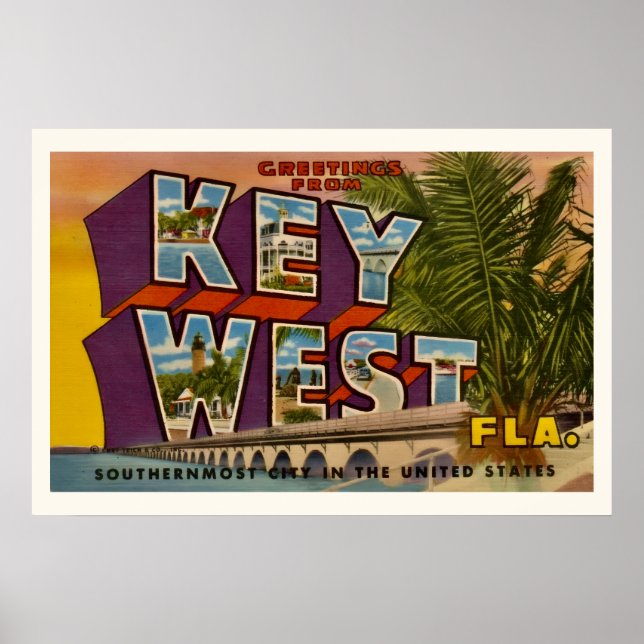 Affiche Retro Key West Florida 20x30 Postcard Print (Devant)