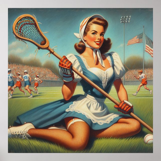 Affiche Retro Lacrosse Girl (Devant)