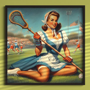 Affiche Retro Lacrosse Girl