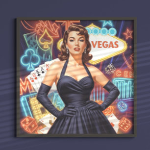 Affiche Rétro Las Vegas Pin-up