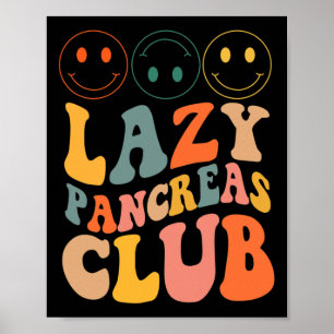 Affiche Rétro Lazy Pancreas Club Type 1 Sensibilisation au