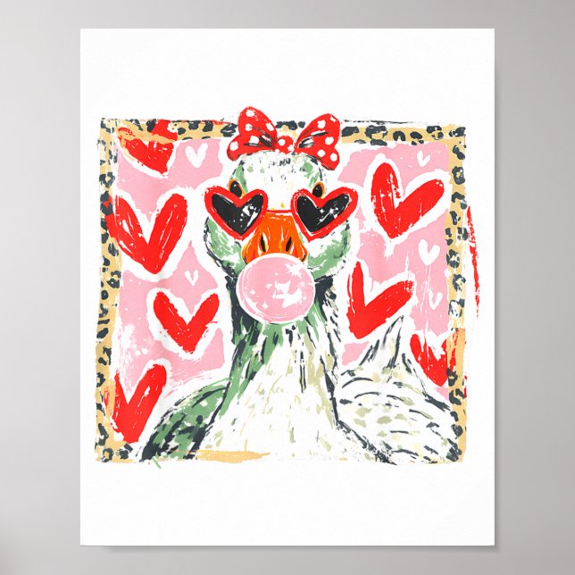Affiche Retro Leopard Valentine Goose Funny Nk Coquette Lo (Devant)