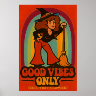 Affiche Retro les années 70 Halloween Witch