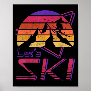 Affiche Retro Lets Ski Vintage 80s 90s Ski de neige