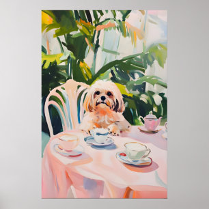 Affiche rétro Lhasa Apso, Peinture à l'huile de Lh