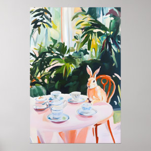 Affiche rétro lièvre, peinture à l'huile de lièvre