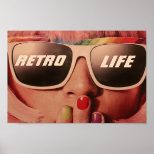 Affiche Retro Life slogan 80 retro fashion girl