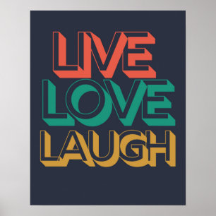 Affiche Retro Live Laugh Love 80s Typographie